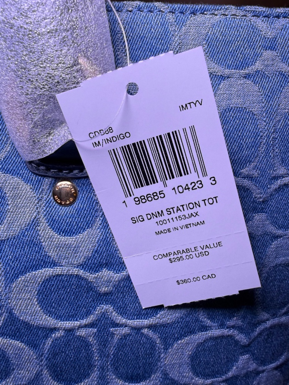 NWT Coach Denim Blue Signature Tote - Picture 5 of 16